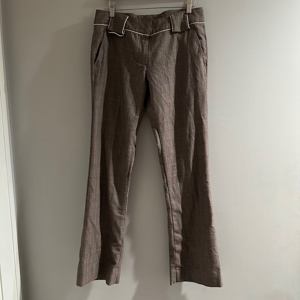 Robert Graham Dress Pants Womens 8 Brown Purple Herringbone Wool Blend 70s Style